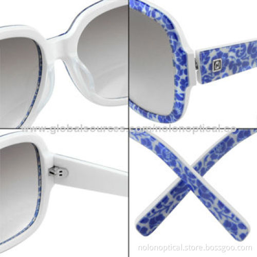 New style acetate sunglasses with black and white porcelain, 100% UVB/UVA protection lens
